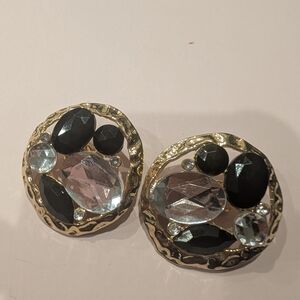Elegant Gold and Black Clip On Earrings